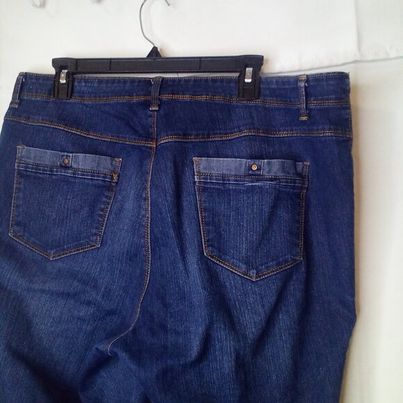 Gloria Vanderbilt Capri Jeans Women 16W Roll Cuff Hem Big Pockets Blue - Picture 11 of 13